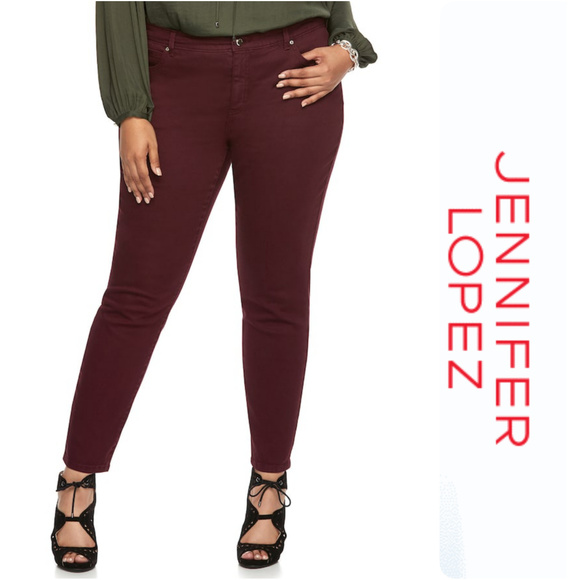 Jennifer Lopez Denim - Plus Size Jennifer Lopez Skinny Jeans Dark Red